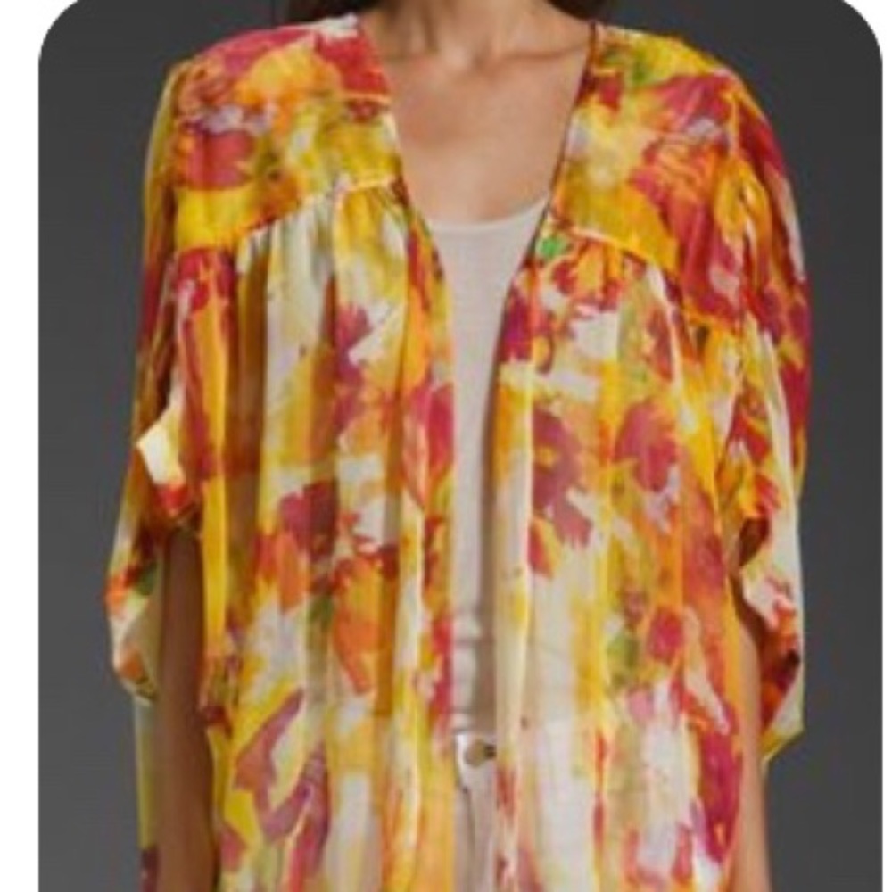 Plastic Island yellow/orange kimono. Size S.